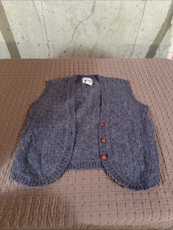 Tops - Cable Knit Button-Front Vest - Gray Woolrich